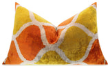 Fall Silk Velvet Throw Pillow, 16x24, Orange and Yellow with Insert