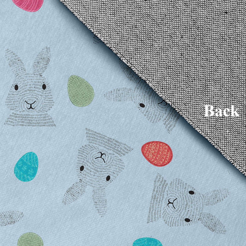 Bunnies and Eggs Easter Chenille Rug, After Rain Blue, 2'x3'