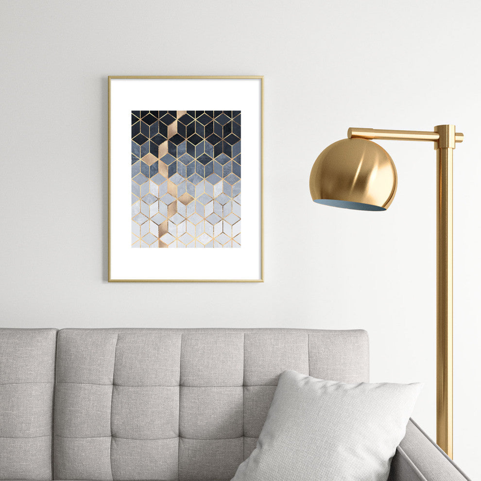 Elisabeth Fredriksson Soft Blue Gradient Cubes 2 Metal Framed Art Print