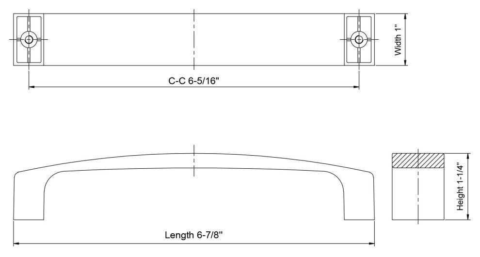 Dowell Series 3006 Handles, Brushed Nickel, 5 Pack, 160mm / 6.3" CTC