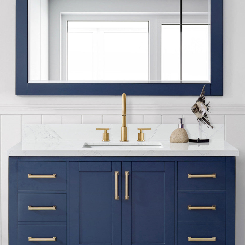 Jaen Composite Stone Vanity Top With Ceramic Sink, Grain White, 49"