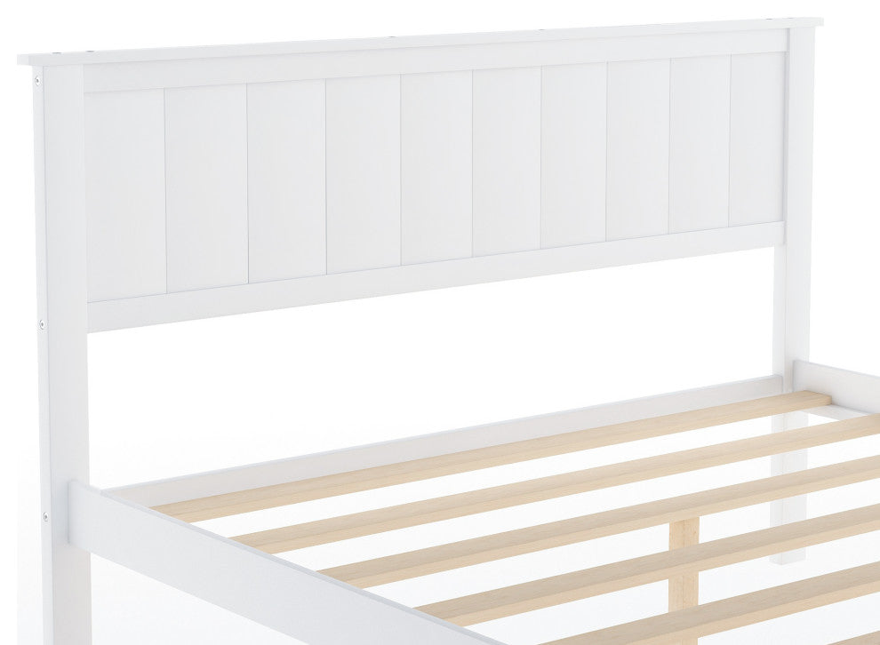 Gewnee Full Size Platform Bed with Under-bed Drawers, White