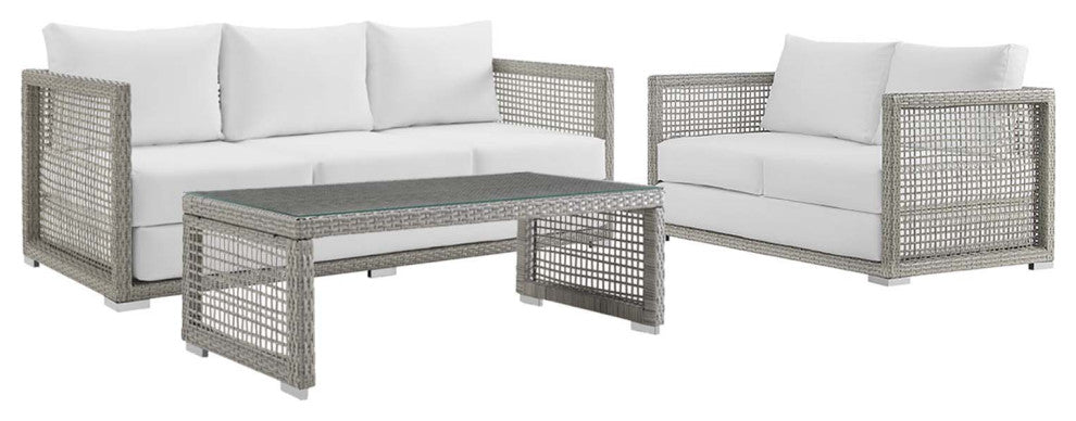 Aura 3 Piece Outdoor Patio Wicker Rattan Set