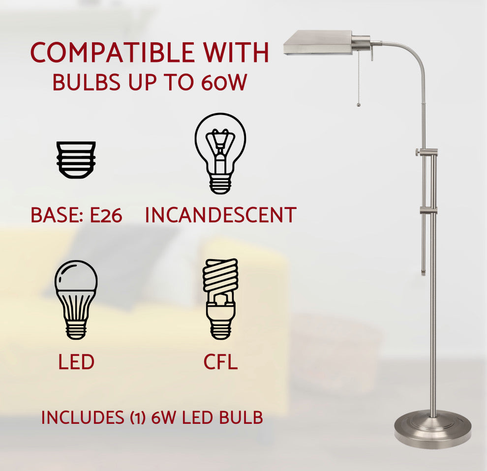 Kira Home Prescott 58" Adjustable Standing Pharmacy Floor Lamp, Includes 6W LED,