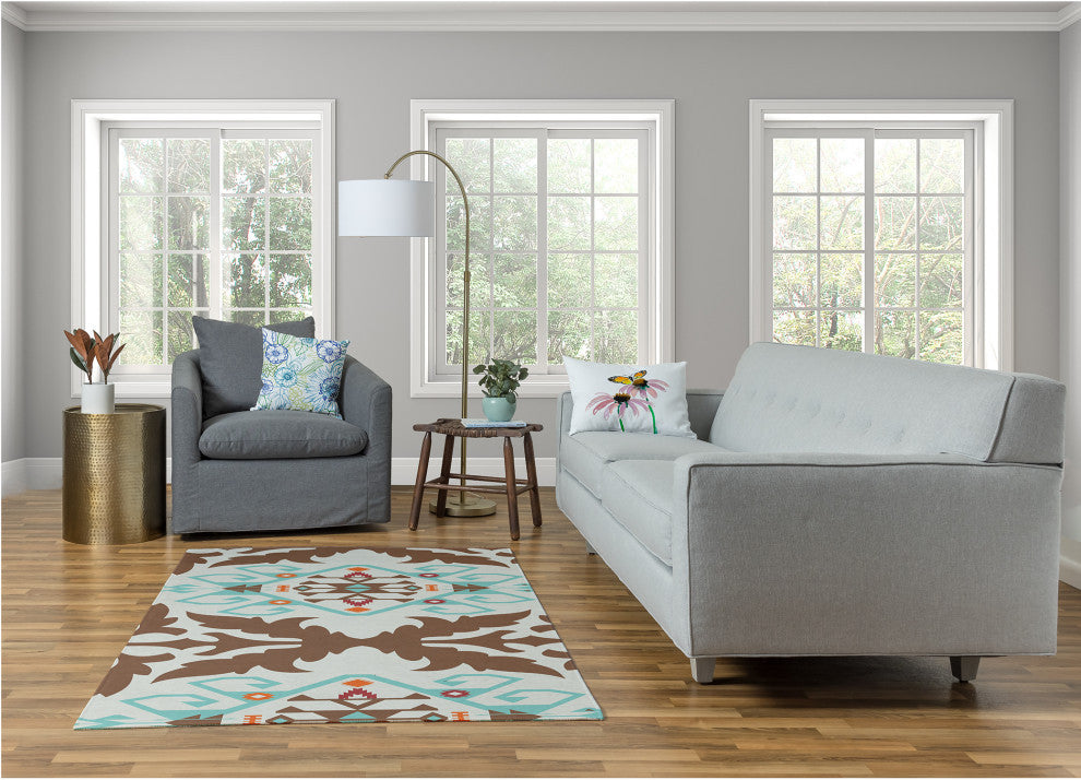 Bombay Medallion Spring Chenille Rug, Light Blue, 4'x6'