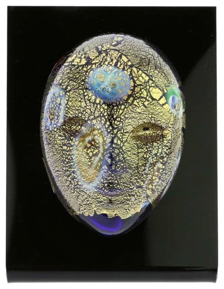 GlassOfVenice Murano Glass Venetian Carnival Mask - Blue Millefiori