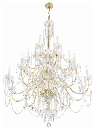Traditional Crystal 25-Light Polished Brass Chandelier