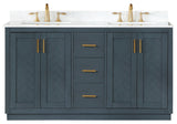Gazsi Charcoal Blue Bathroom Vanity Set, 60", Without Mirror