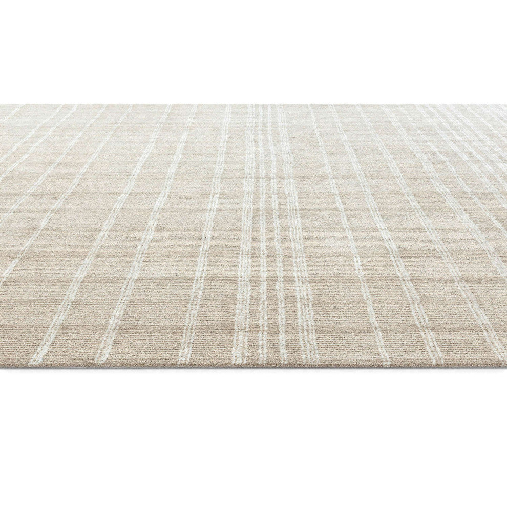 Obeetee Jaipur Grid Hand Tufted Rug, Taupe, 5'x8'