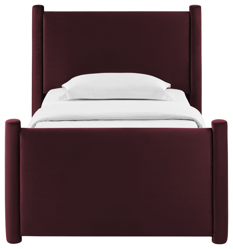 Rael Performance Velvet Twin Platform Bed, Mulberry