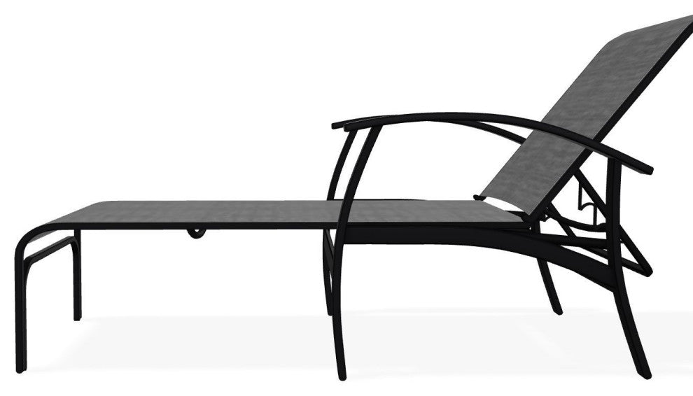 Belle Isle Sling 4-Position Outdoor Chaise Lounge, Collect Charcoal/Black