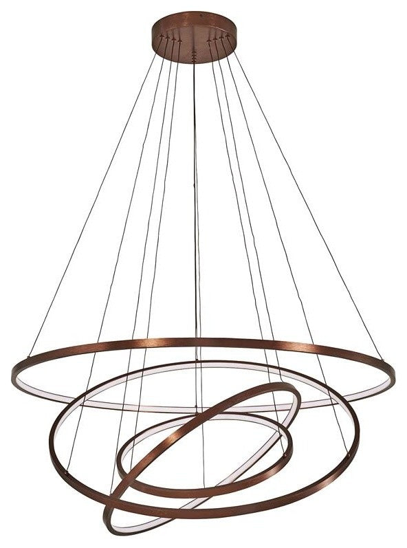 Akari Modern Circular LED Chandelier, Warm White, 3 Rings 8" 16" 24"