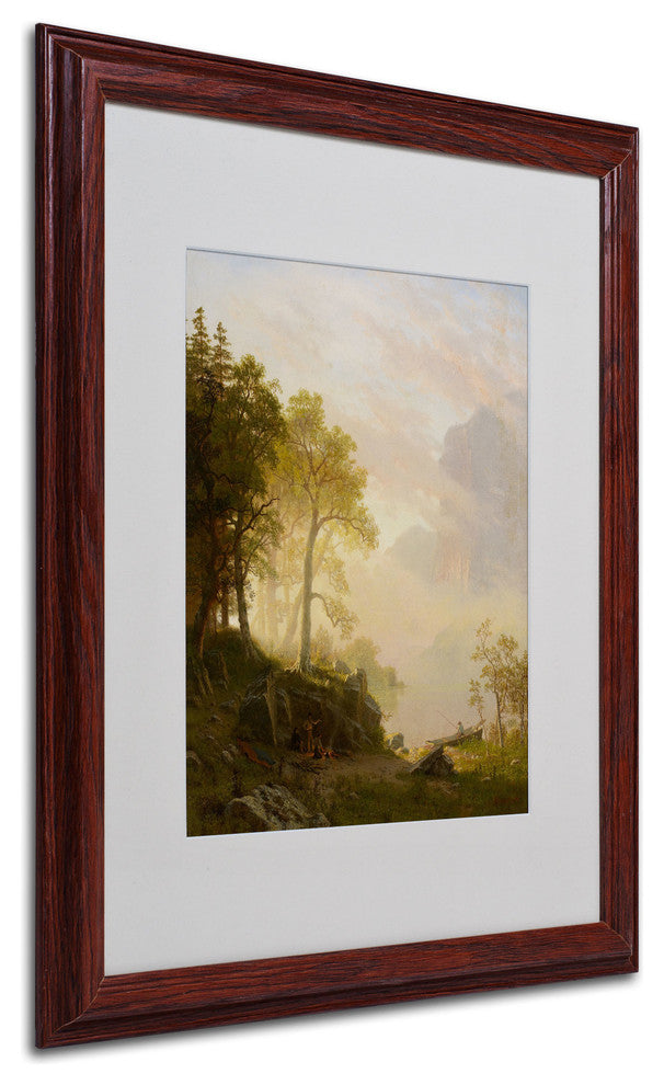 'The Merced River in Yosemite' Matted Framed Canvas Art by Albert Biersdant