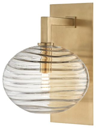 Breton 1 Light LED Wall Sconce, Aged Brass Finish, Clear Hand-blown Glass
