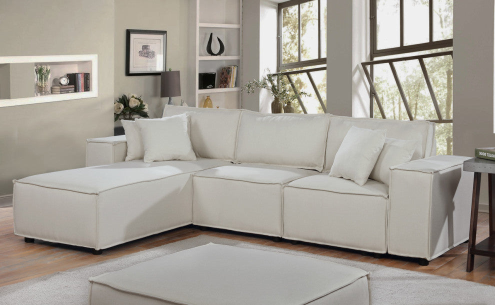 Lilola Home Harvey Sofa With Reversible Chaise, Beige Linen