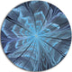 Soft Blue Fractal Flower With Petals, Floral Round Metal Wall Art, 11"