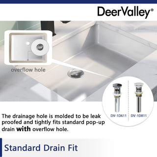 White Ceramic Rectangular Lavatory Undermount Bathroom Sink with Overflow