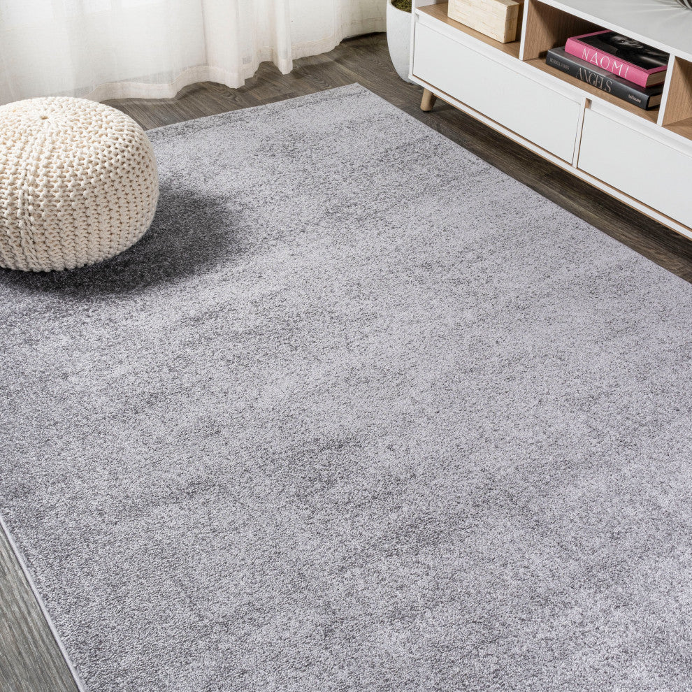 Haze Solid Low-Pile Runner Rug, Gray, 9 X 12