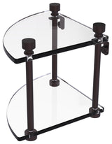 Foxtrot Two Tier Corner Glass Shelf, Antique Bronze
