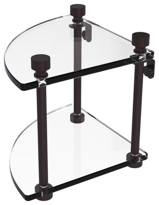 Foxtrot Two Tier Corner Glass Shelf, Antique Bronze