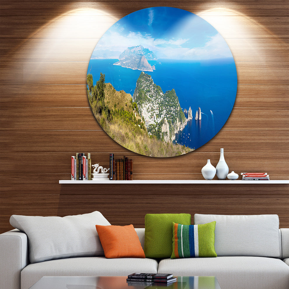 Capri Island In Italy, Photography Large Disc Metal Wall Art, 23"
