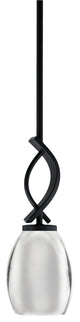 Cavella Stem Mini Pendant, Matte Black Finish, 5" Matte Black Oval Metal Shade