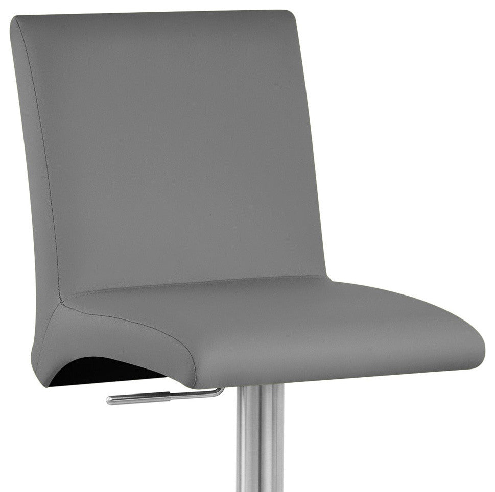 Coveteur Bar Stool Slate Leatherette Brushed Stainless Steel Adjustable Base