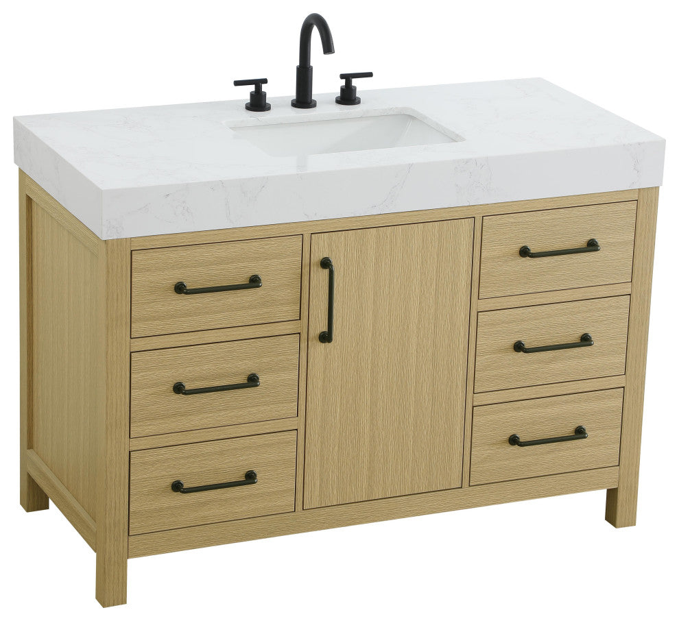Home Living 48" Single Bathroom Vanity, Honey Brown