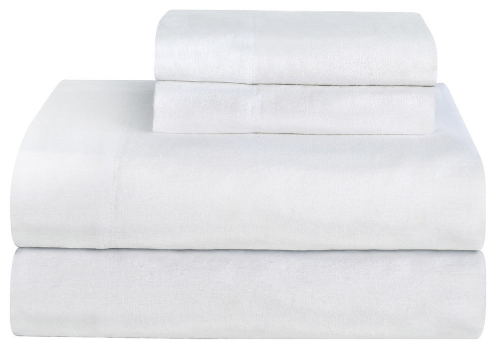 Pointehaven 170 Flannel Sheet Set, White, Full