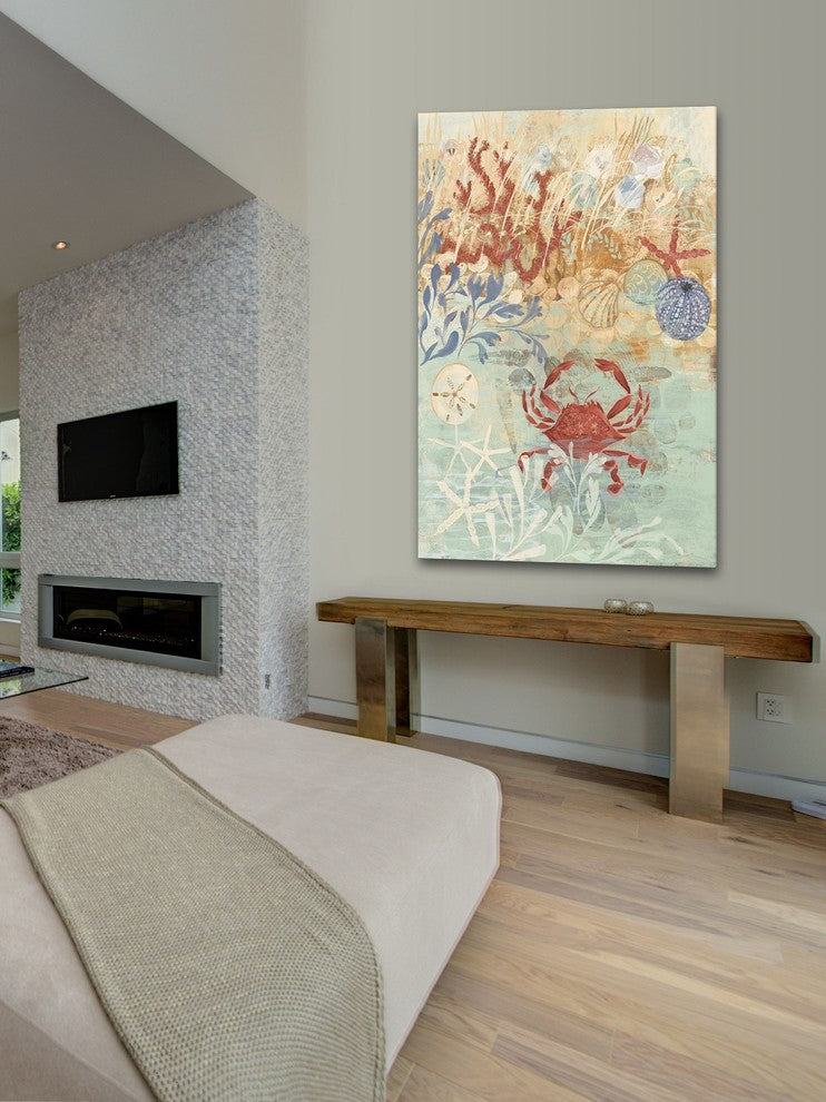 "Floral Frenzy Coastal IV" Painting Print on Wrapped Canvas
