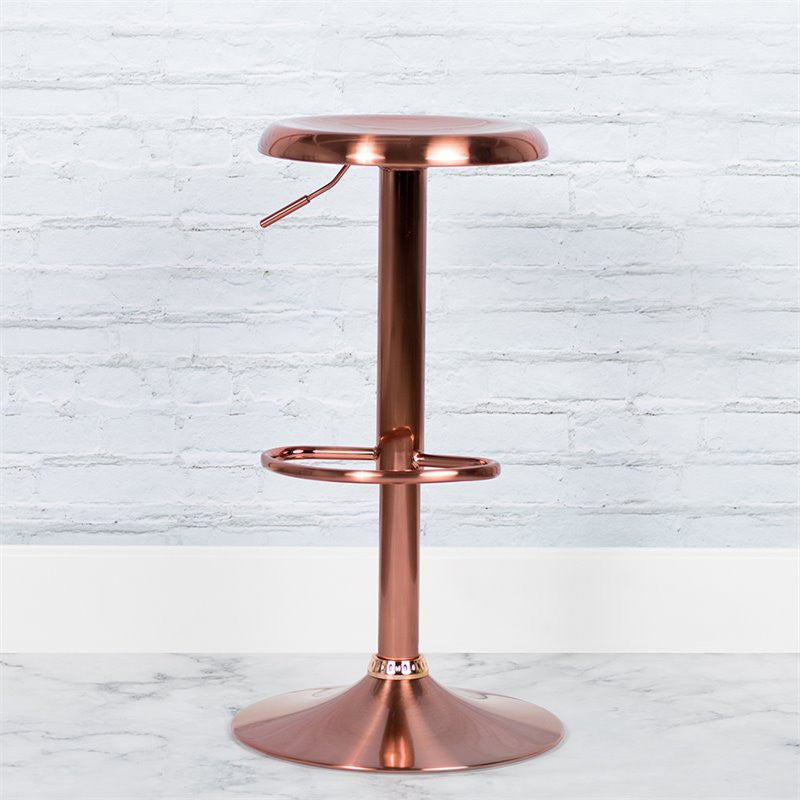 Madrid Series Adjustable Height Retro Barstool, Rose Gold Finish