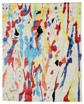 Ivory Contemporary Abstract Bamboo Picaso Area Rug