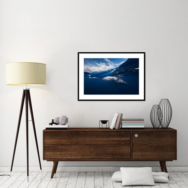 "Humpback Whale And The Sky" Framed Digital Print by Barathieu Gabriel, 44x32"