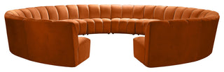 Infinity Channel Tufted Velvet Modular Chair, Cognac, 12 Piece
