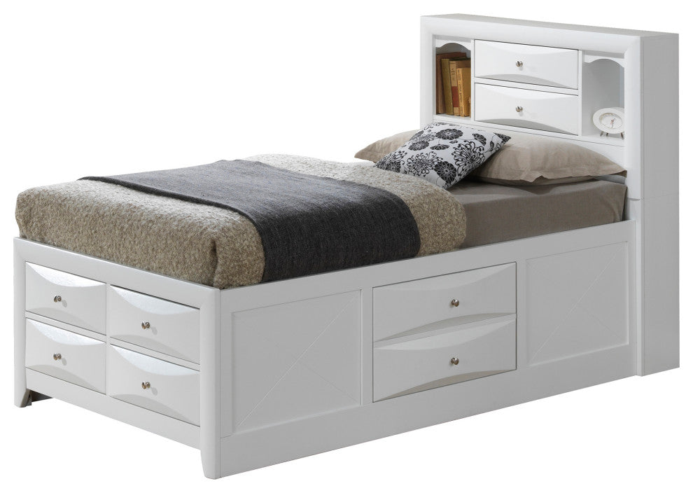 Marilla Twin Panel Bed With Storage, White