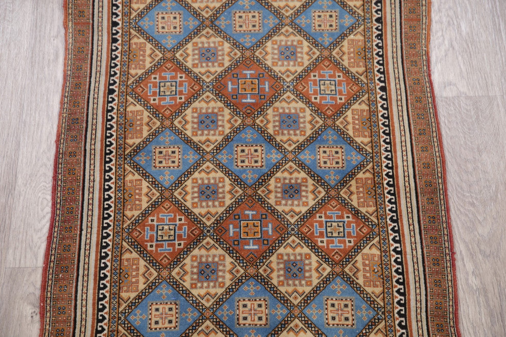 Consigned, Handmade Oriental Vintage Traditional Persian Area Rug, Beige, 3x5