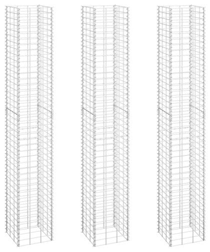 vidaXL Gabion Walls Gabion Retaining Wall Garden Gabion Basket Cage 3 Pcs Metal