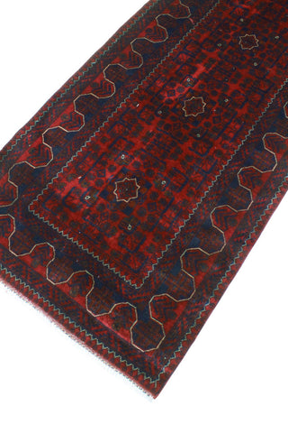 Khamyab Musayyab Red/Navy Runner, 2'9x12'7
