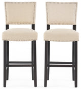 William Contemporary Linen Barstools, Set of 2