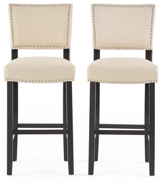 William Contemporary Linen Barstools, Set of 2