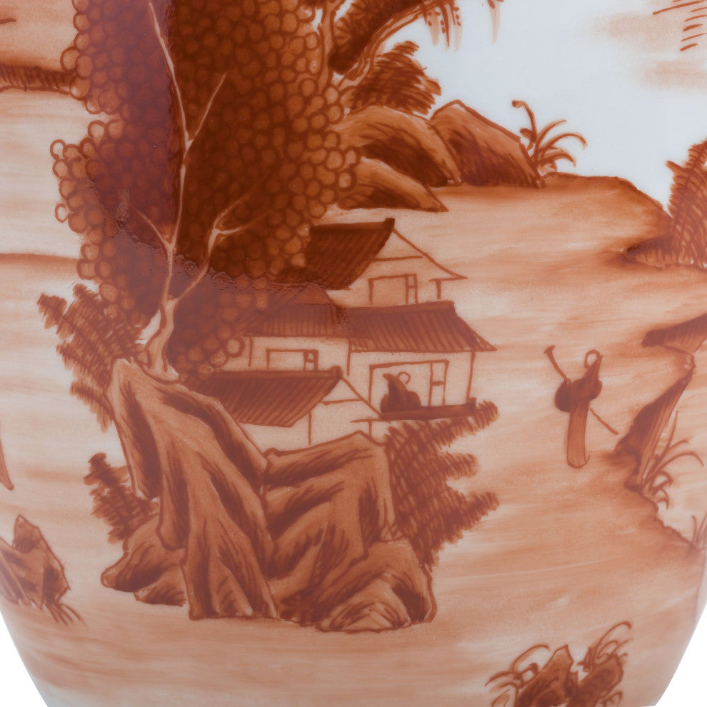 Orange Landscape Fish Tail Vase