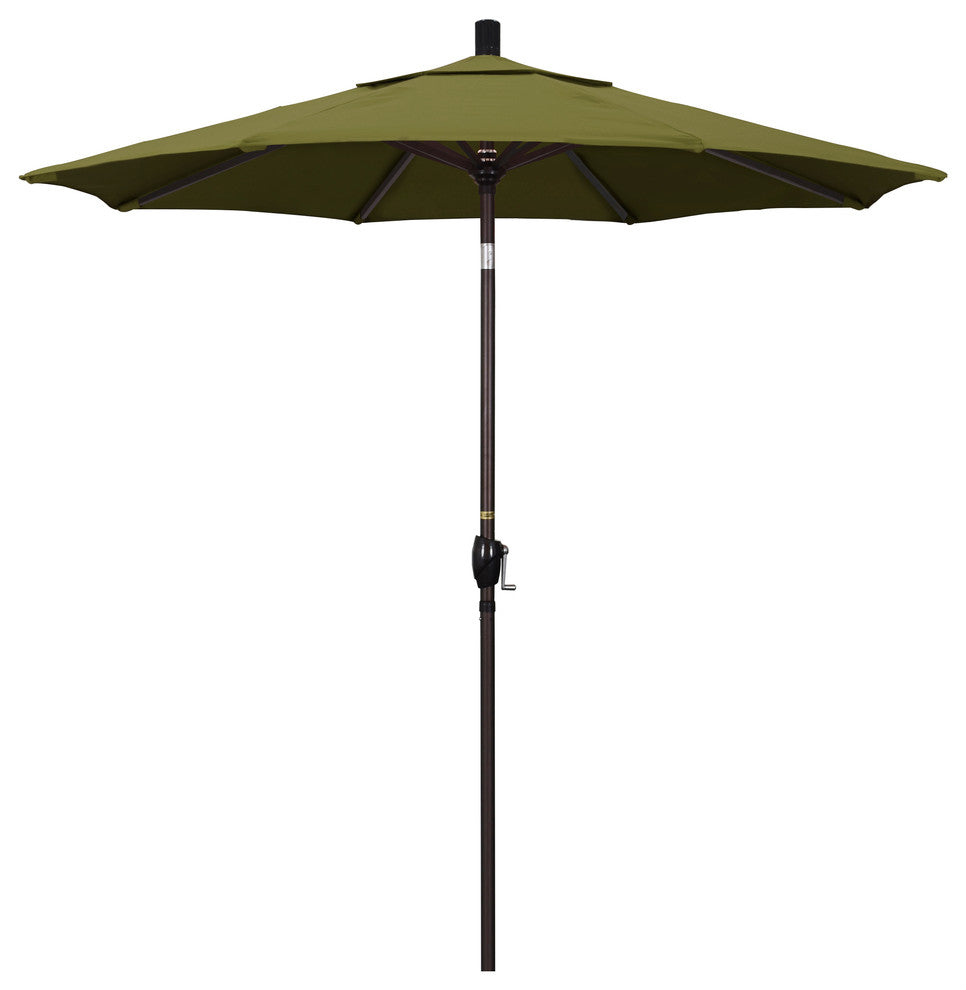 7.5' Bronze Push-Button Tilt Crank Aluminum Umbrella, Palm Pacifica