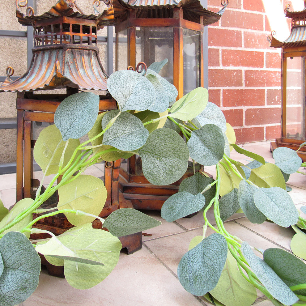6' Artificial Eucalyptus Silver Dollar Leaf Vine Hanging Plant Greenery Garland