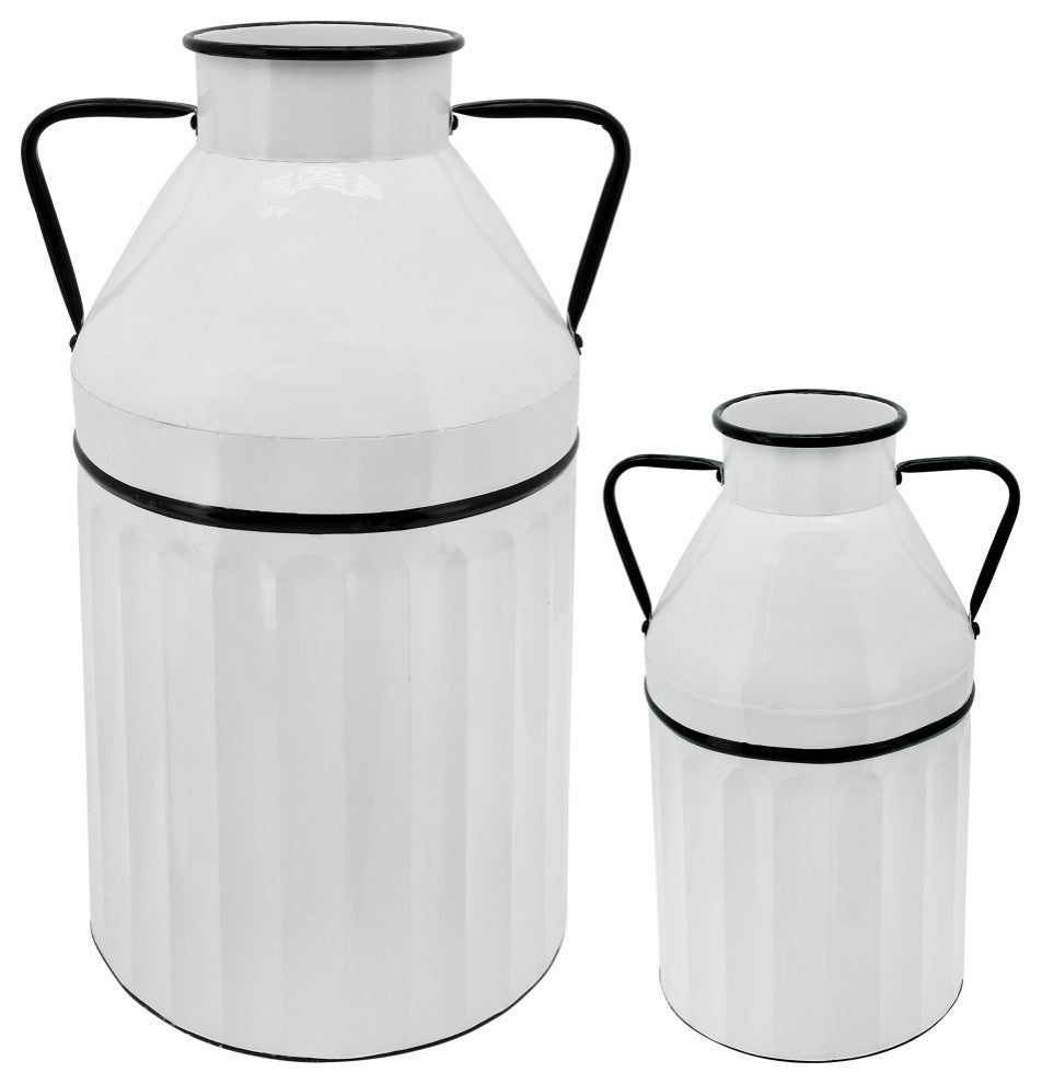 Metal 18" Milk Bucket, White