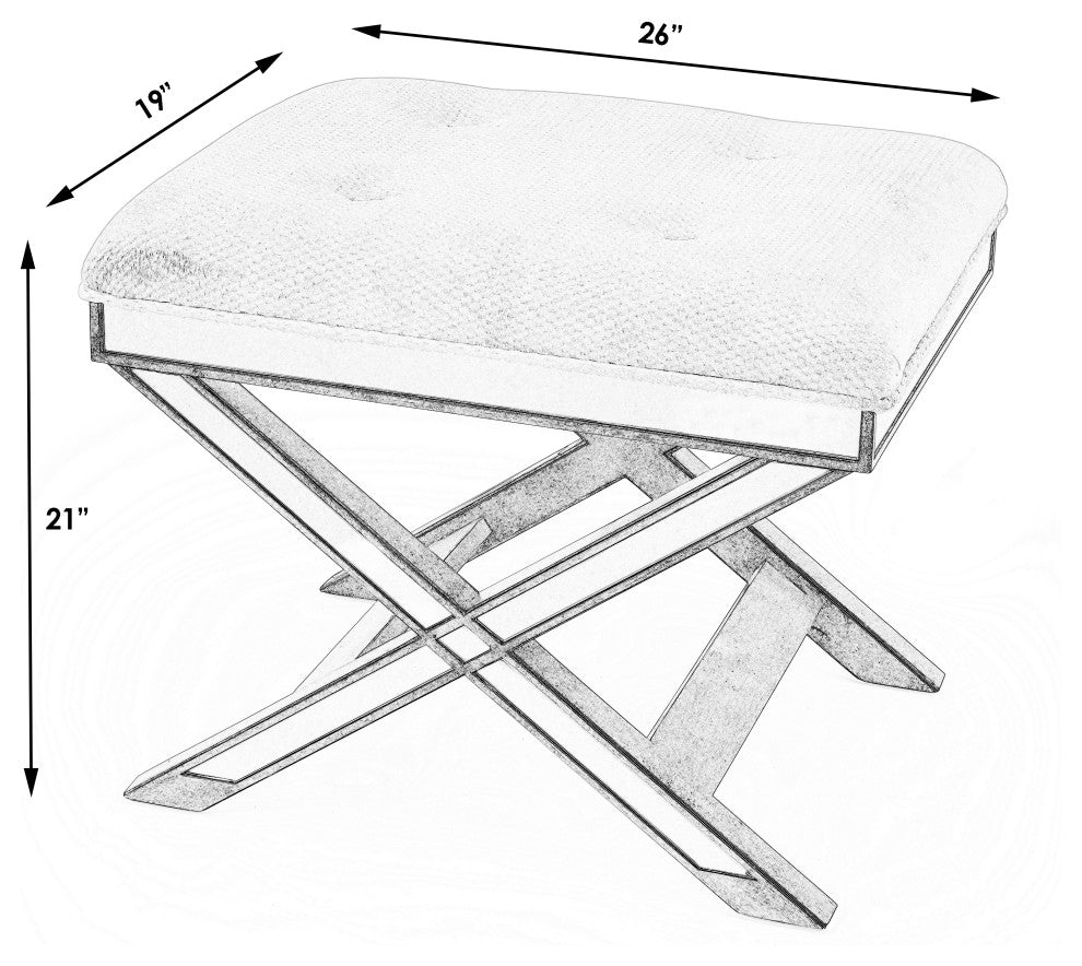 Butler Marlo Mirrored Vanity Stool, Silver, Silver
