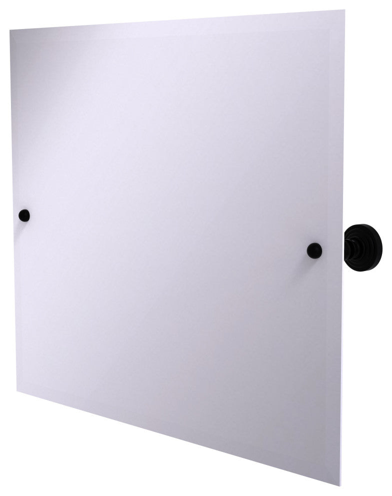 Frameless Landscape Beveled Edge Tilt Mirror, Matte Black