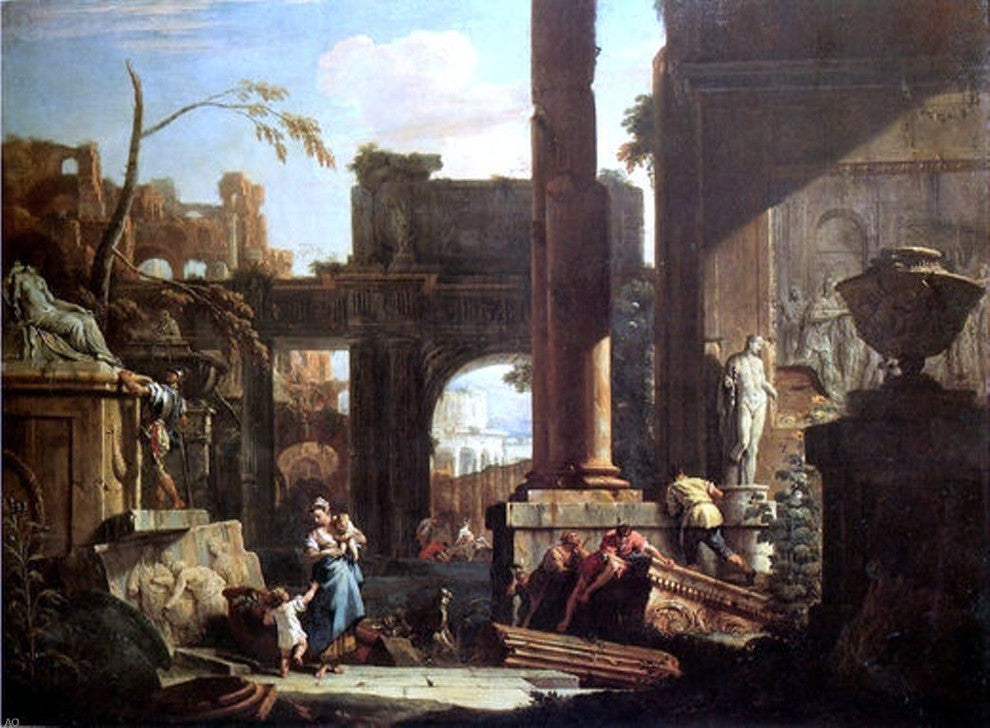 Sebastiano Ricci Classical Ruins and Figures, 21"x28" Gallery Wrapped Canvas