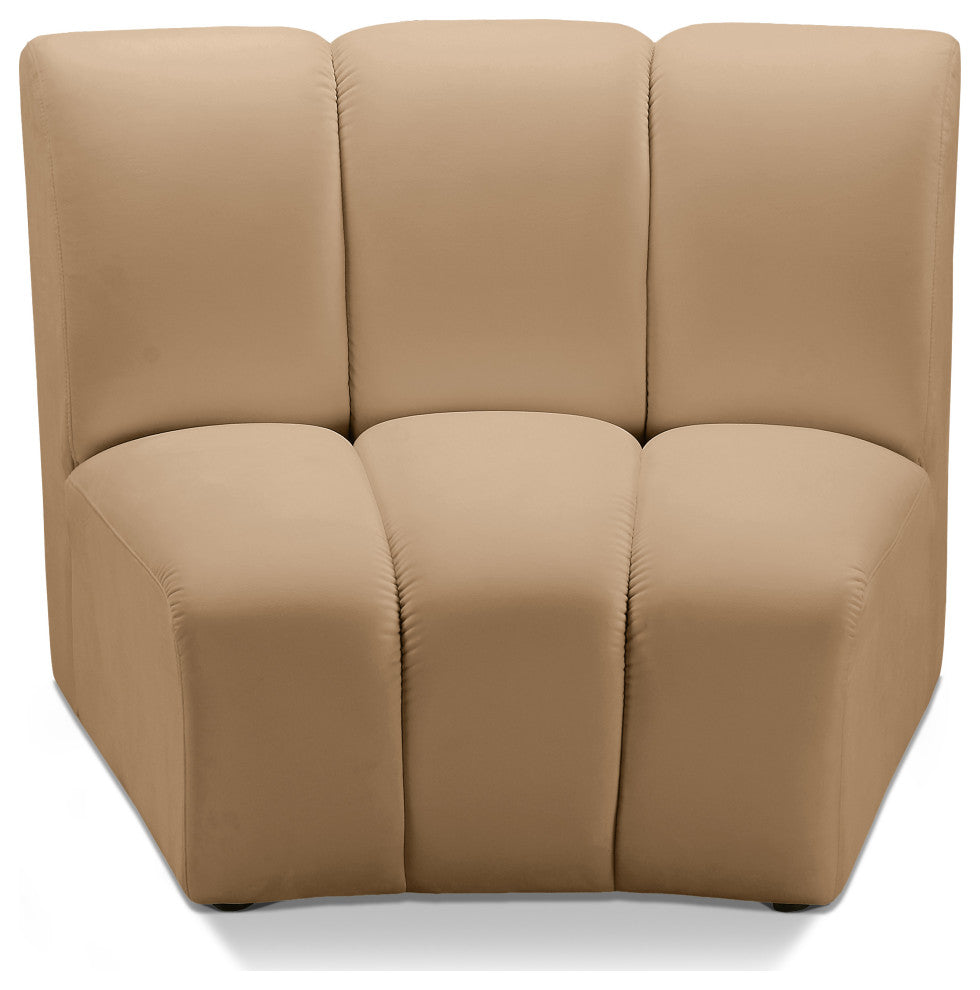 Infinity Channel Tufted Velvet Modular Chair, Camel, 1 Piece