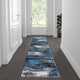 Rylan Collection Abstract Pattern Area Rug-Blue - 2' x 7'