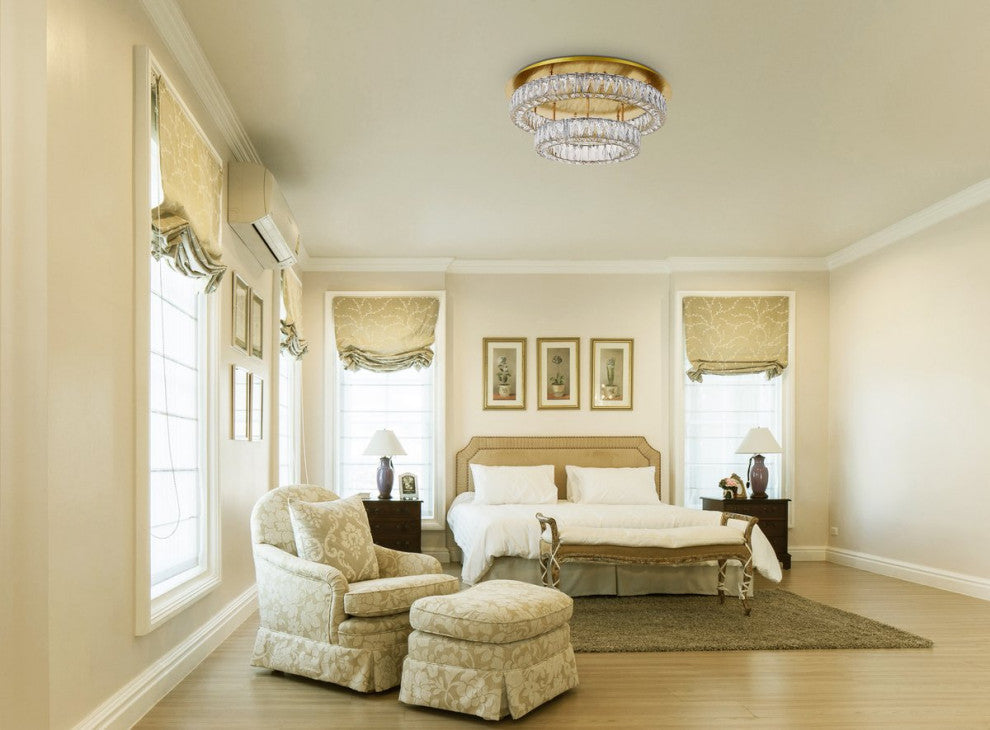 Mali LED Light Gold Flush Mount Clear Royal Cut Crystal